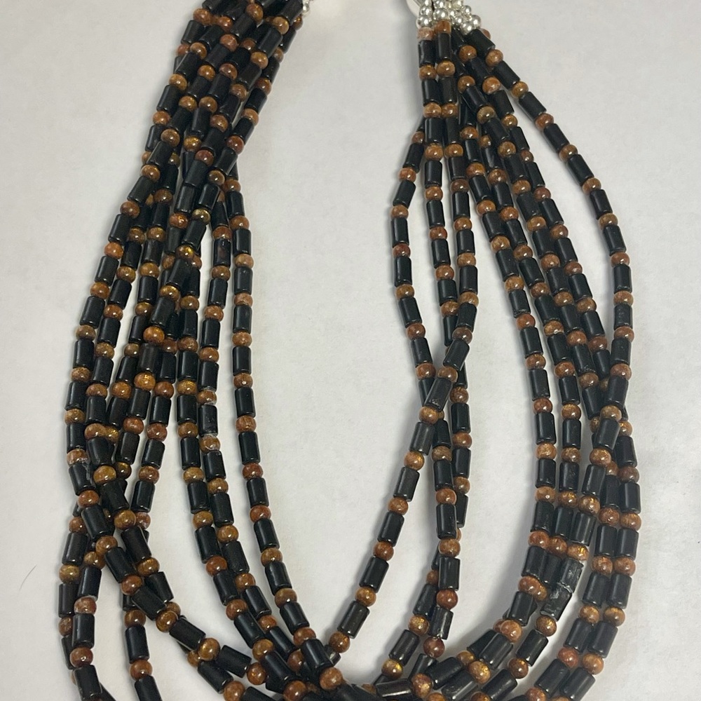 Vintage JAY KING Black & Gold Coral Sterling Silver RARE Necklace - Picture 8 of 9